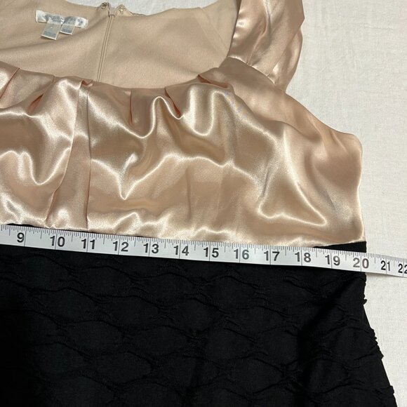 London Times Women's 16W Dress Nude Satin Black Textured Sheath Plus Size Party - Picture 6 of 9